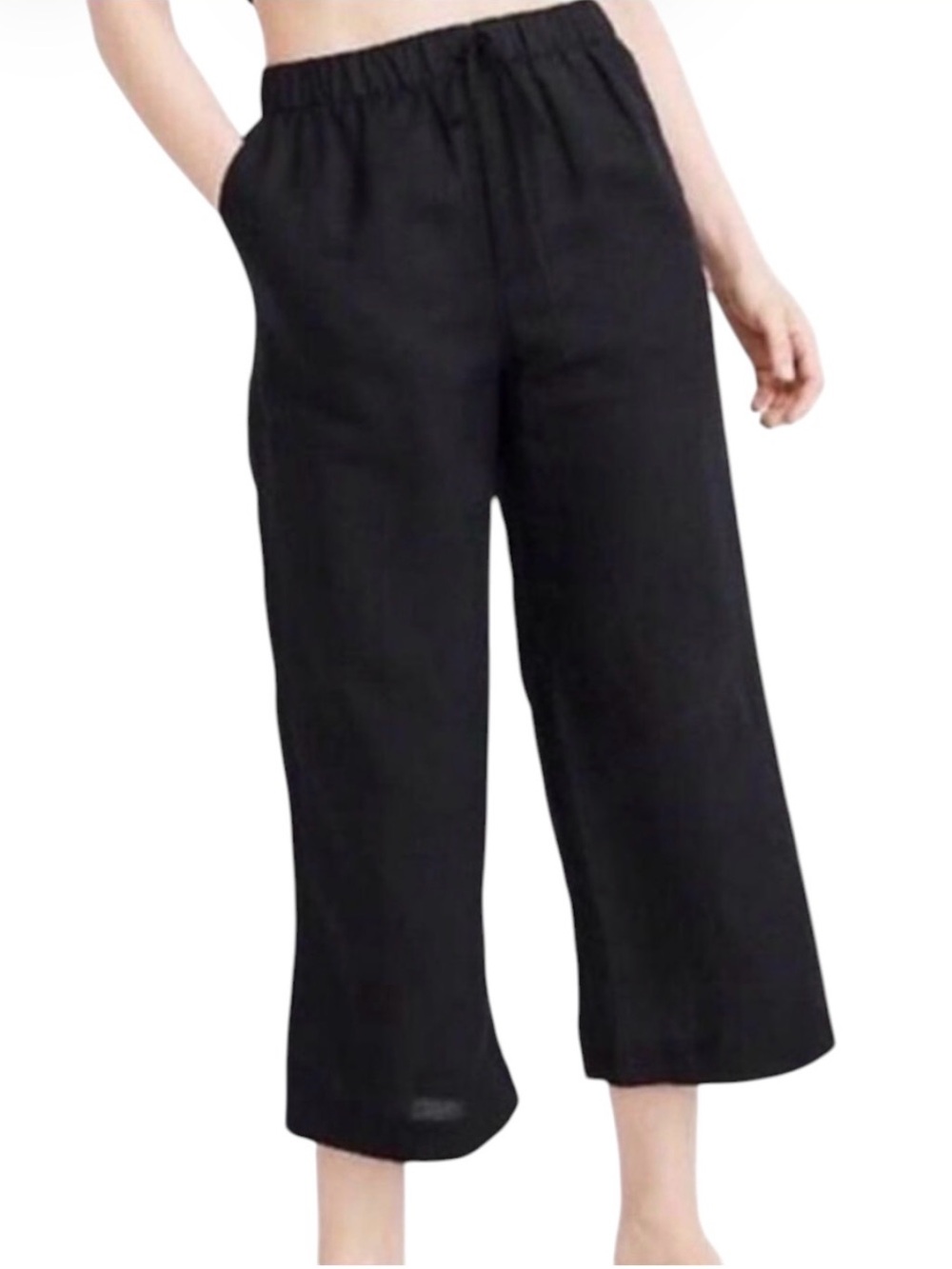 A&F Cropped Linen Wide Leg Pants